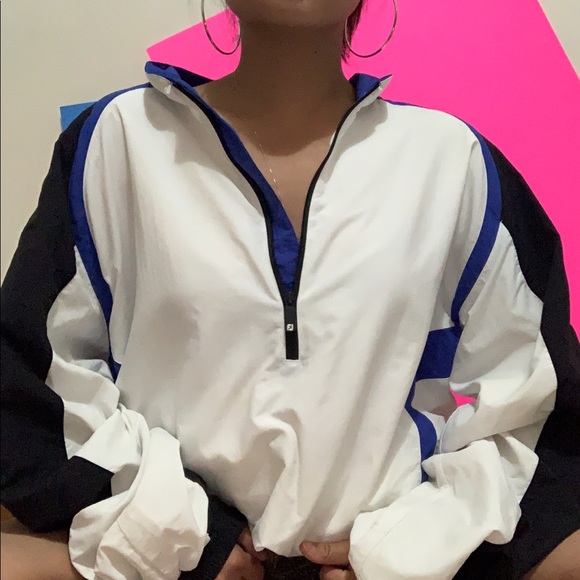 Jackets & Blazers - rare white blue colorway windbreaker jacket ✧